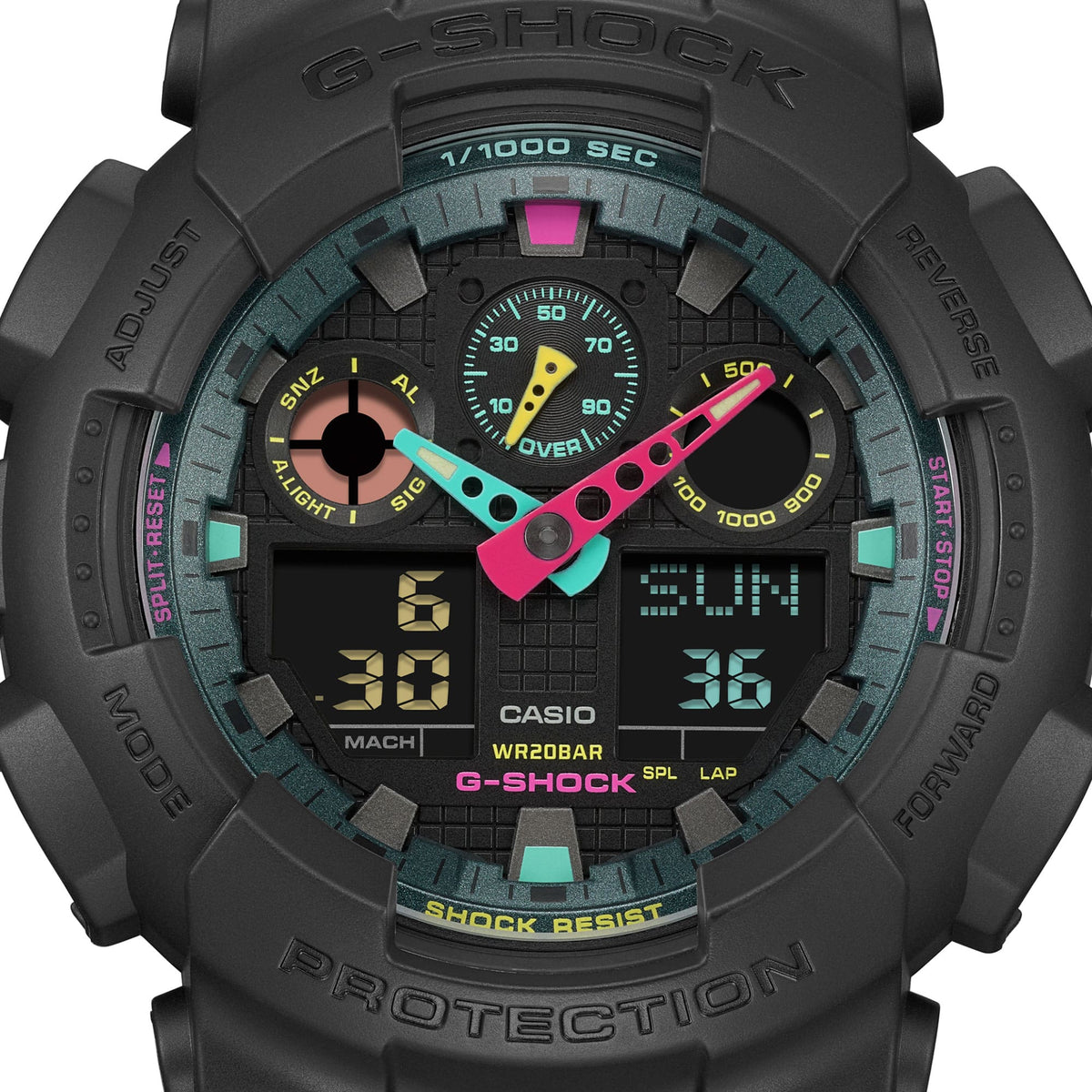 Casio G-Shock GA-100MF-1ADR Military Face Analog-Digital Watch – Black – side view