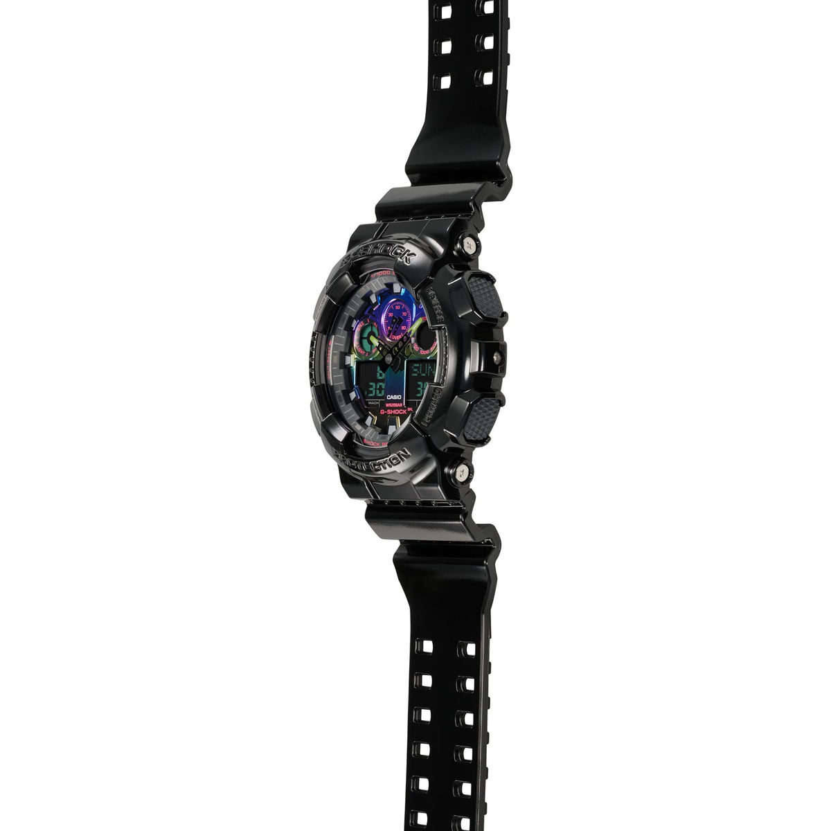 Casio G-Shock GA-100RGB-1ADR Virtual Rainbow Analog-Digital Watch – detail view