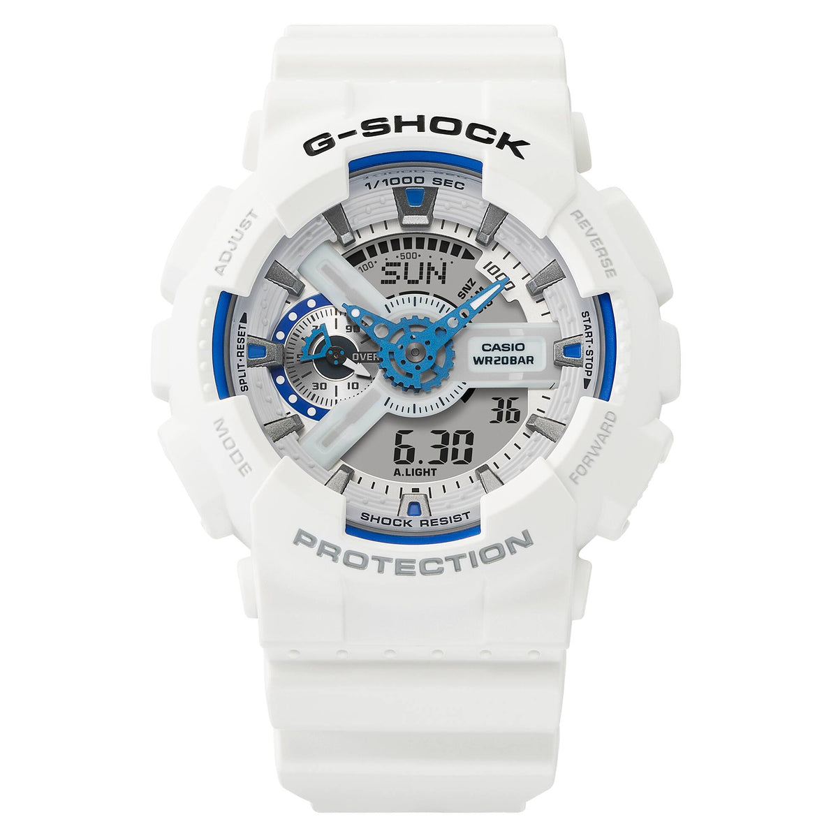 Casio G-Shock GA-110HDS-7ADR Glow Dial Analog-Digital Watch – front detail