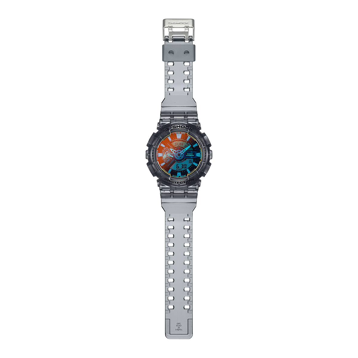 Casio G-Shock GA-110TLS-8A Translucent Analog-Digital Watch – Grey/Orange – angle view