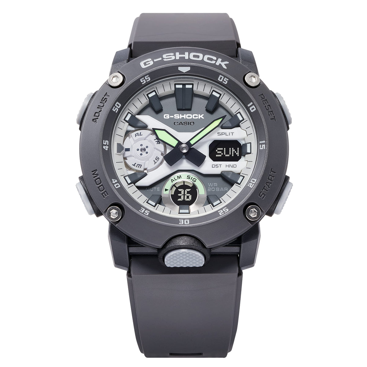 Casio G-Shock GA-2000HD-8A Monochrome Carbon Core Guard Watch – front detail