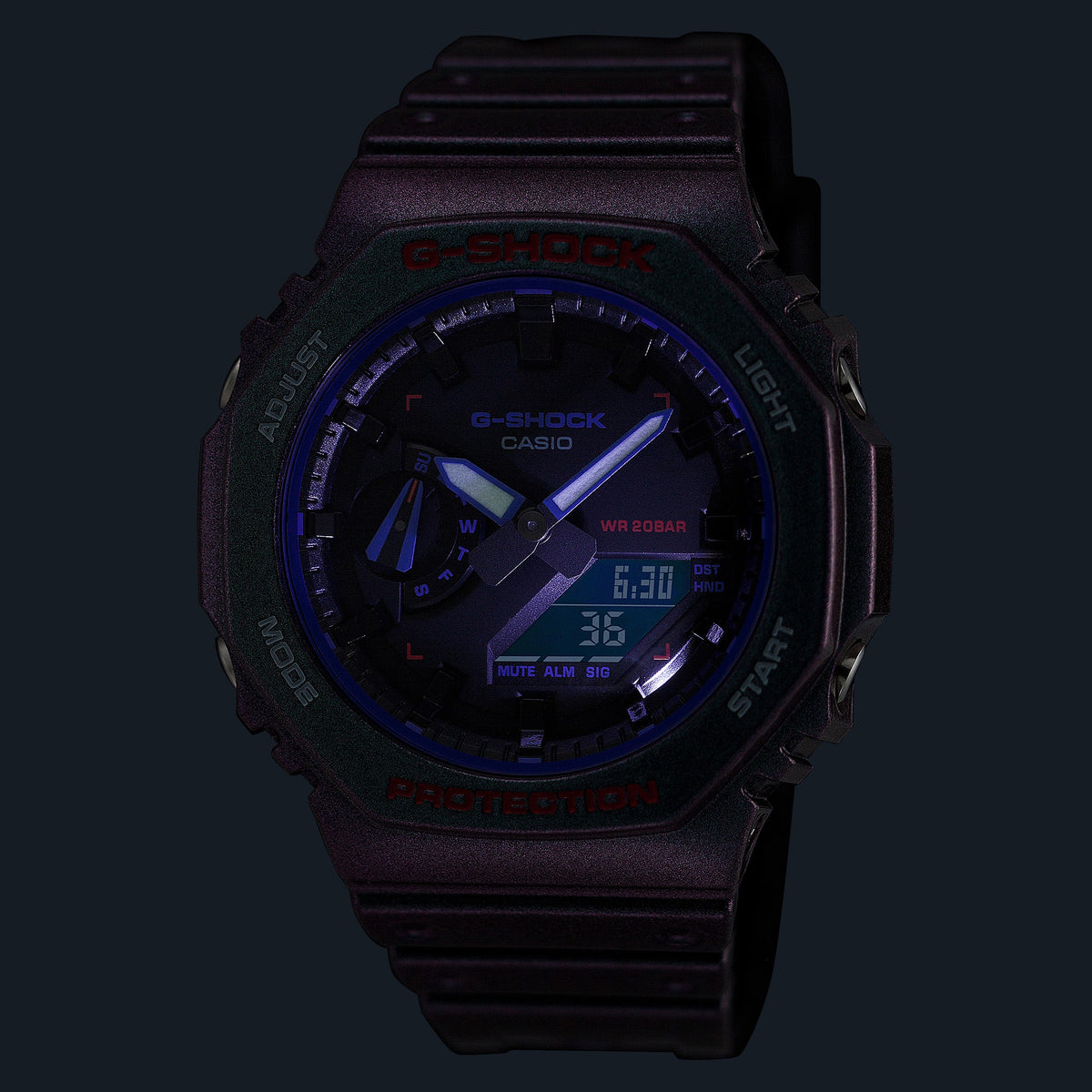 Casio G-Shock GA-2100AH-6A Polarized Colour-Shift Octagon Watch – LED light