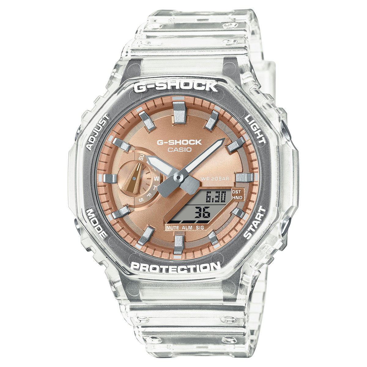 Casio G-Shock GA-2100BM-7A5DR Translucent Octagonal Analog-Digital Watch – Rose Gold product photo