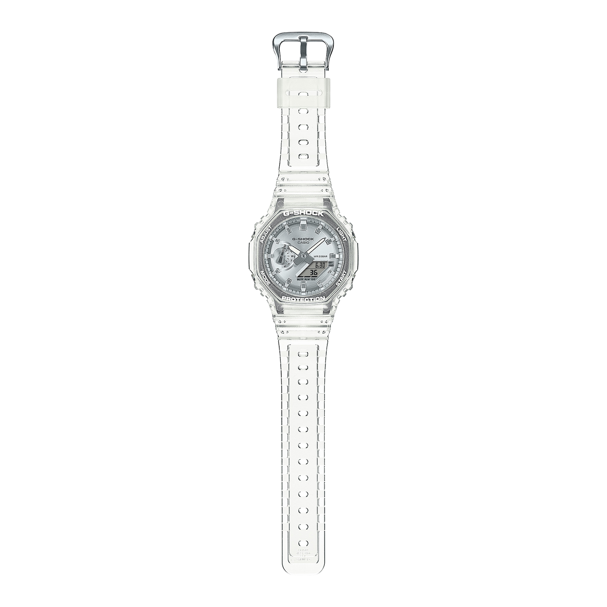 Casio G-Shock GA-2100BM-7A8DR Translucent Octagonal Analog-Digital Watch – Silver – angle view