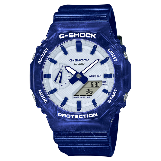 Casio G-Shock GA-2100BWP-2ADR Blue and White Porcelain Analog-Digital Watch product photo