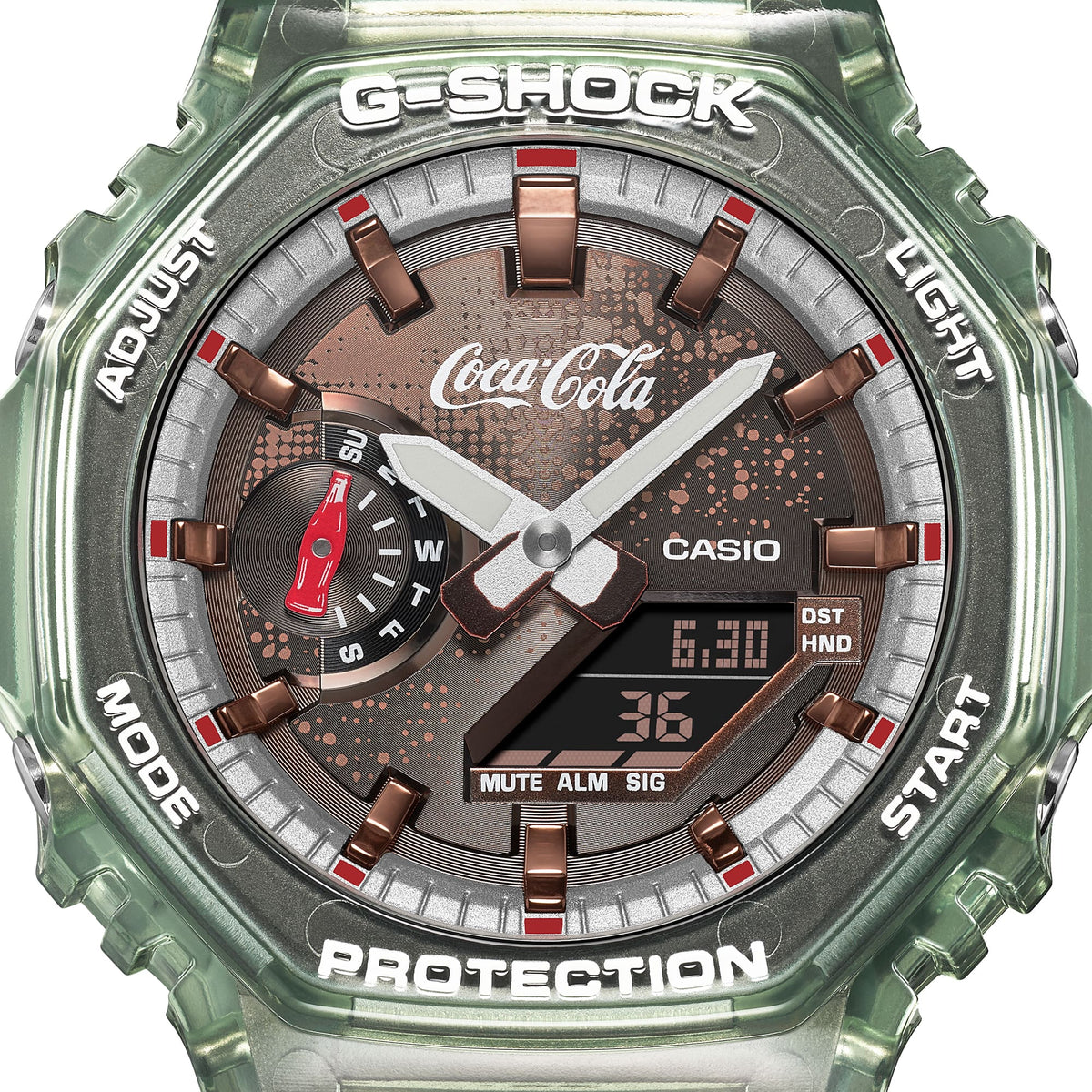 Casio G-Shock GA-2100CC-3A Coca-Cola Collaboration Octagon Watch – dial detail