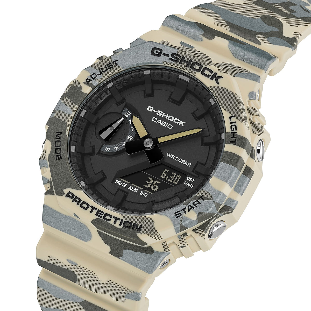 Casio G-Shock GA-2100CM-5ADR Camouflage Octagon Watch – side view