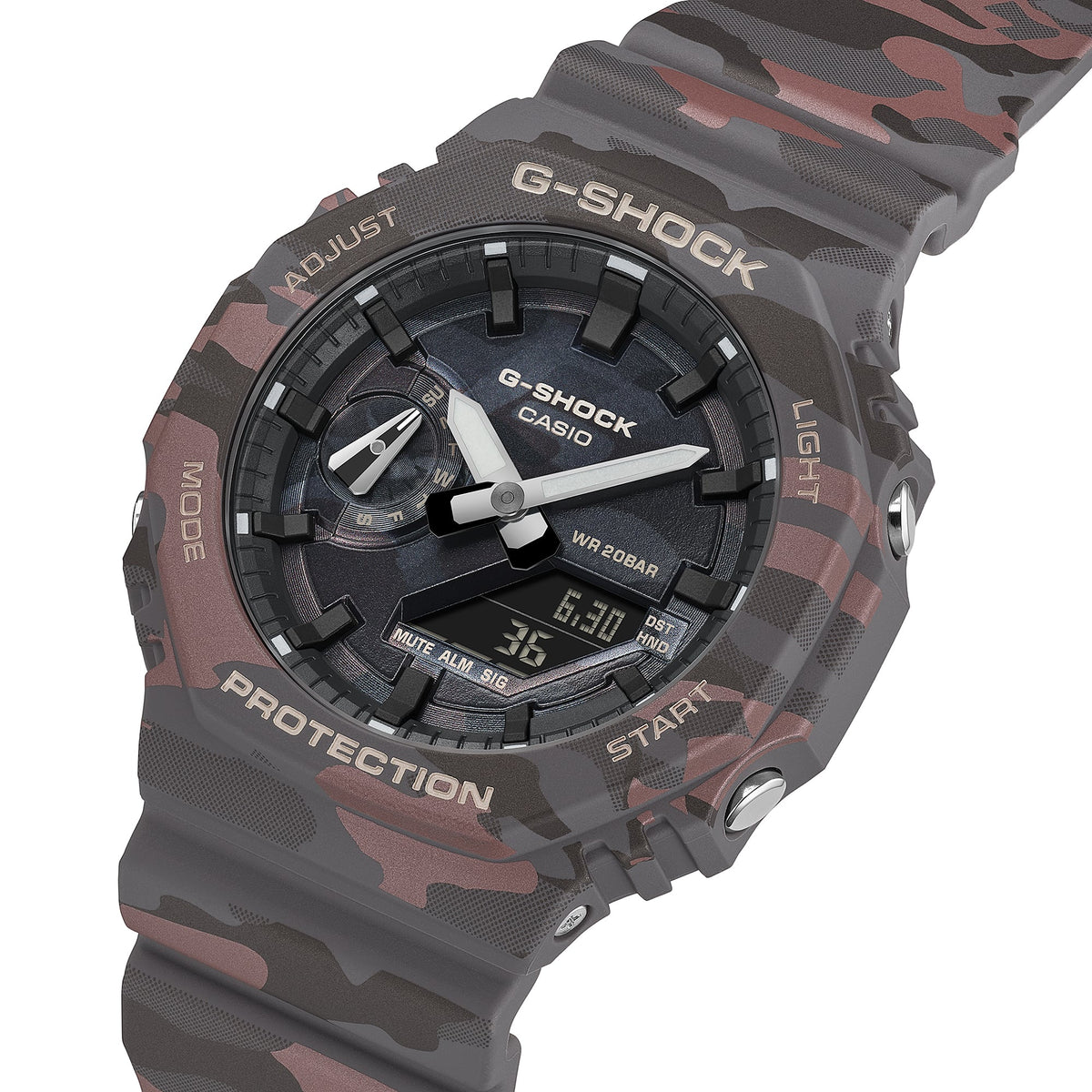 Casio G-Shock GA-2100CMD-8ADR Camouflage Octagon Watch – side view