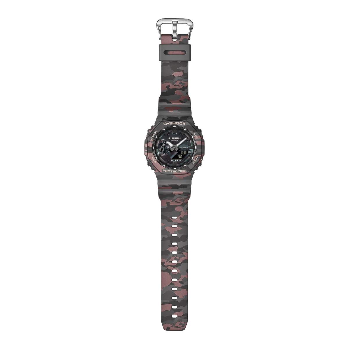 Casio G-Shock GA-2100CMD-8ADR Camouflage Octagon Watch – angle view