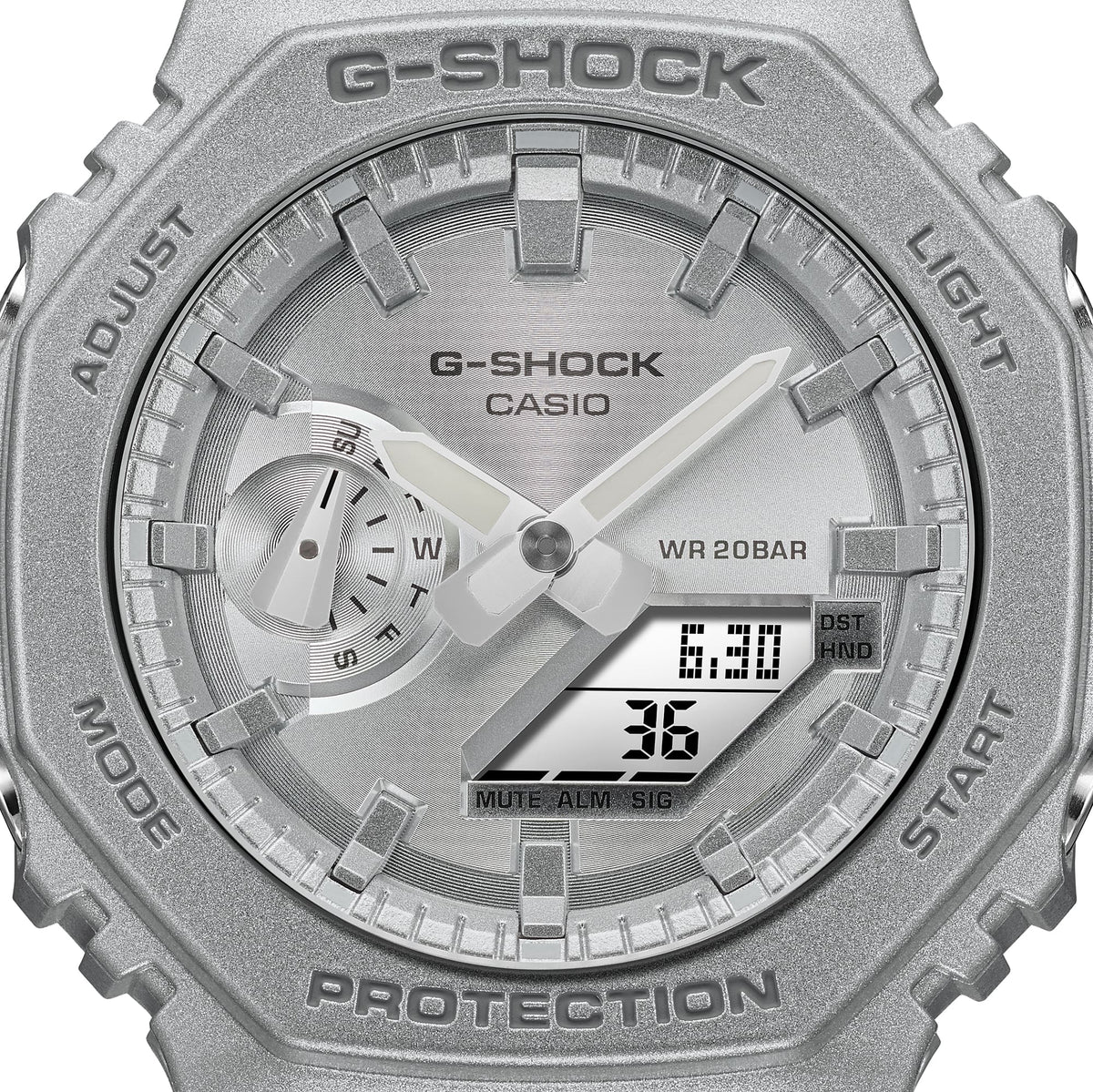Casio G-Shock GA-2100FF-8ADR Forgotten Future Watch – Metallic Silver – side view