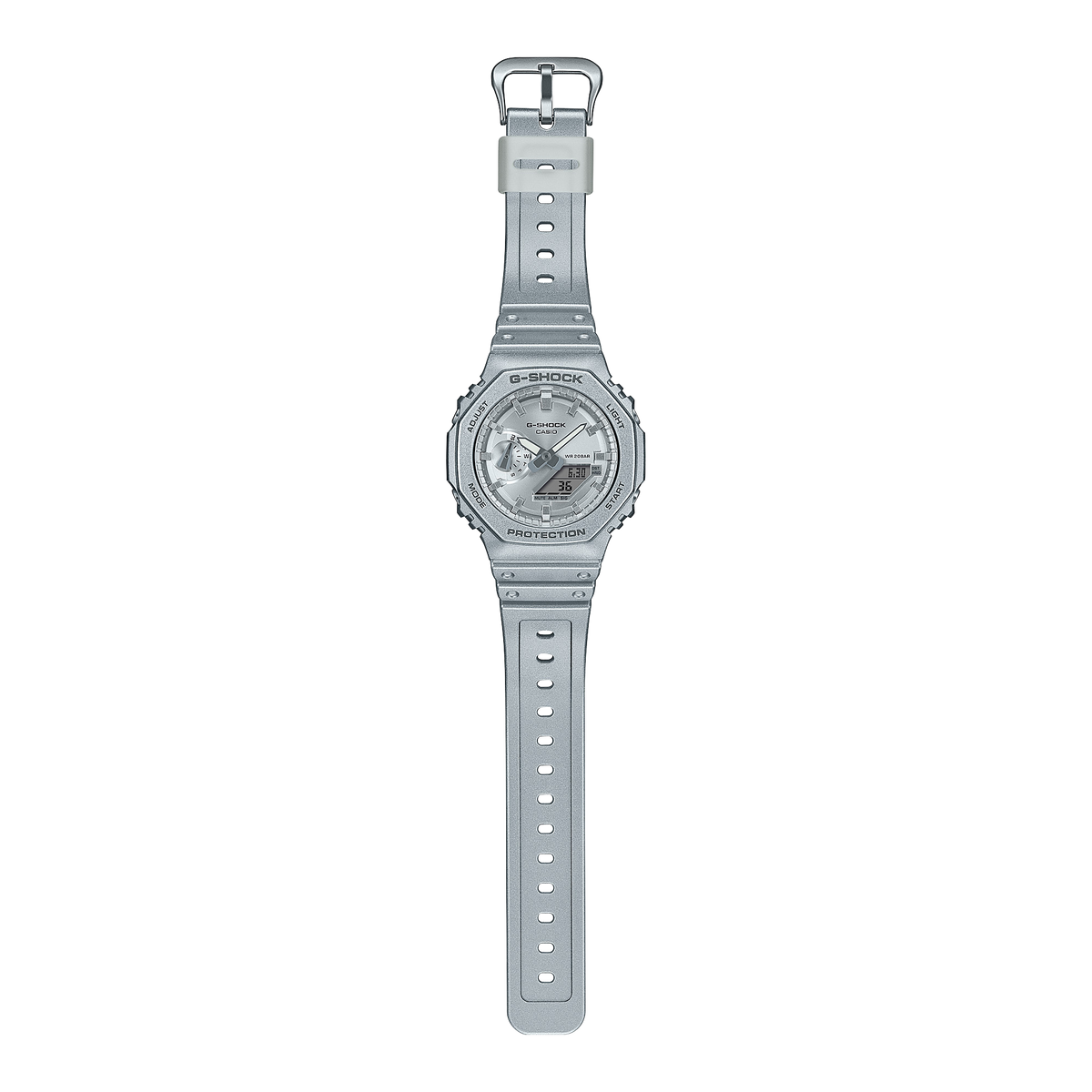 Casio G-Shock GA-2100FF-8ADR Forgotten Future Watch – Metallic Silver – angle view