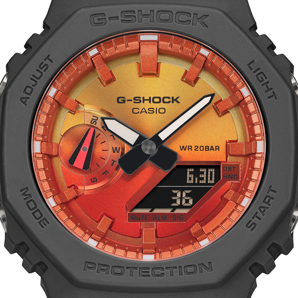 Casio G-Shock GA-2100FL-8A Flame Inside Analog-Digital Watch – angle view