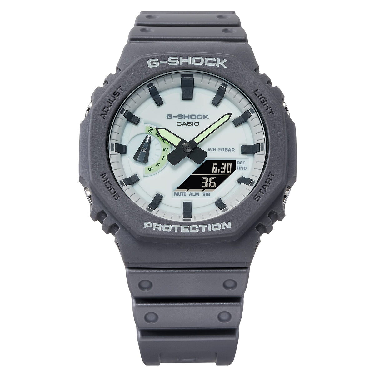Casio G-Shock GA-2100HD-8ADR Monochrome Octagon Watch – front detail