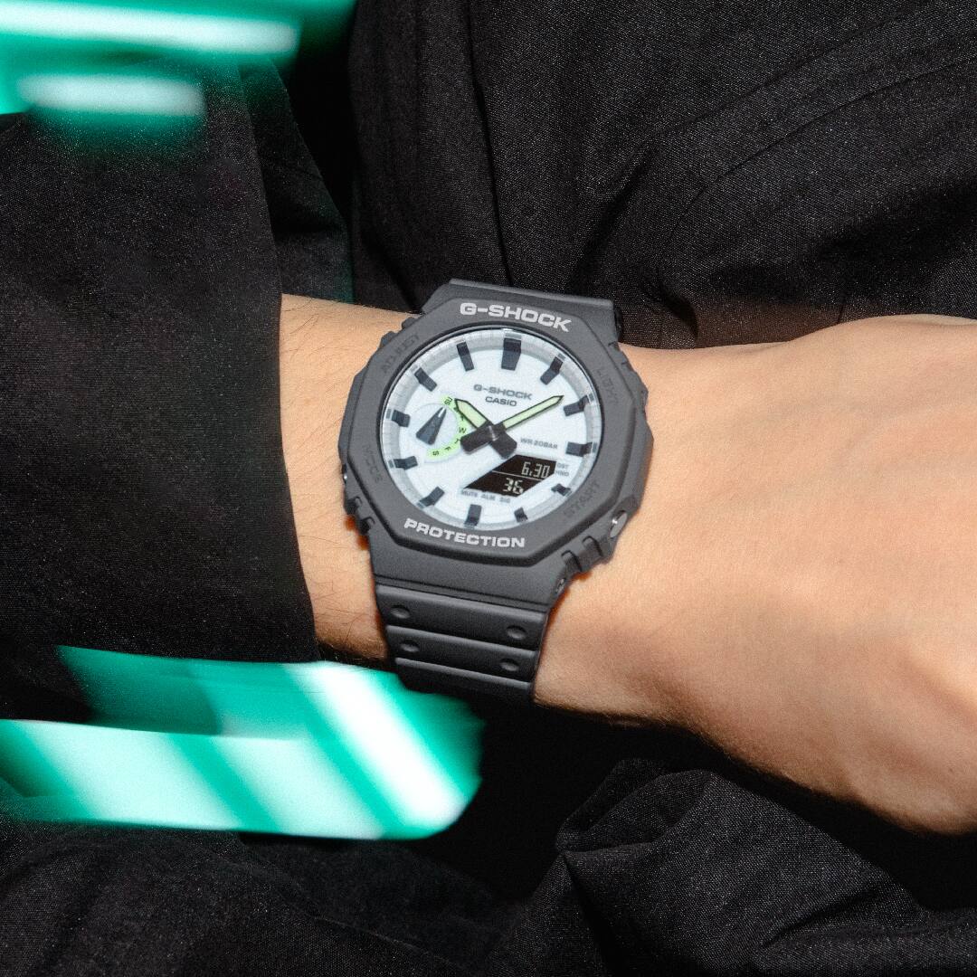 Casio G-Shock GA-2100HD-8ADR Monochrome Octagon Watch – on wrist