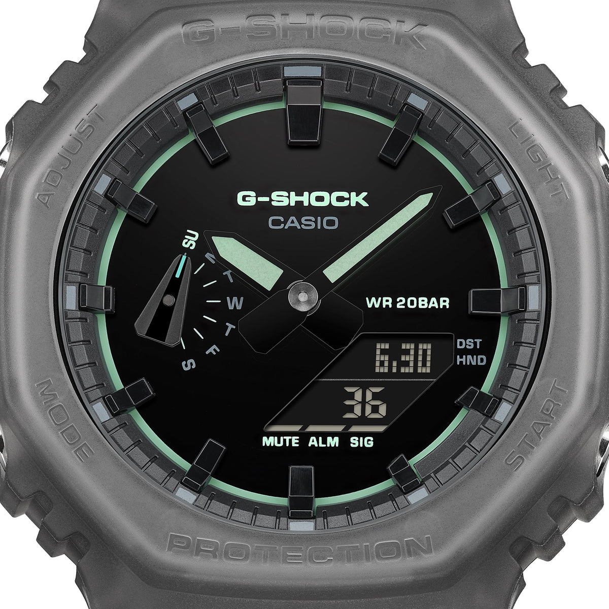 Casio G-Shock GA-2100K-1A Octagon Analog-Digital Watch – angle view