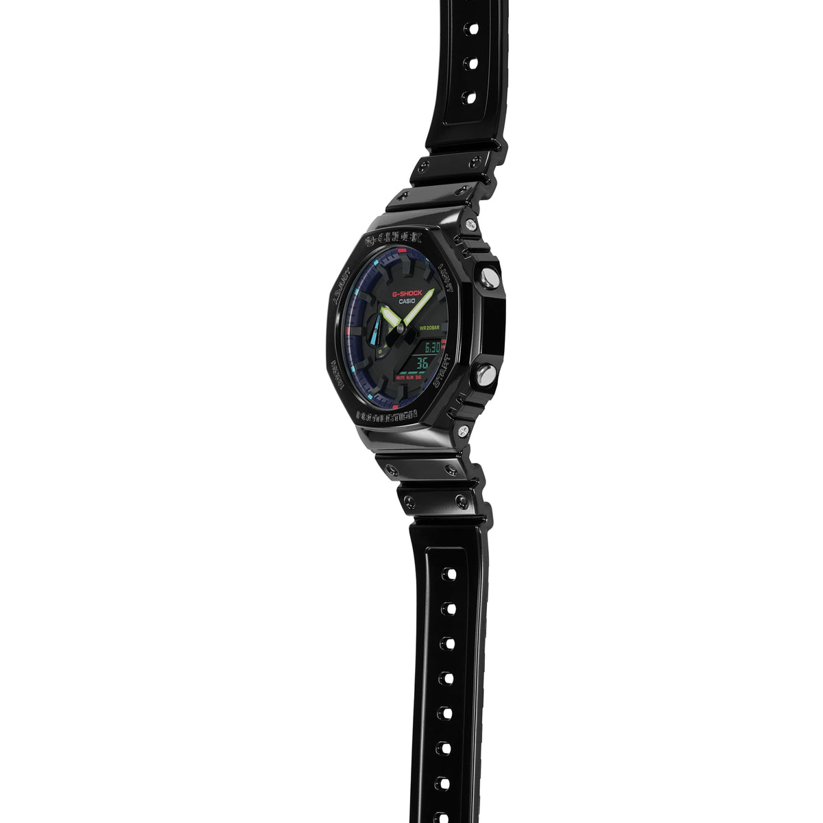 Casio G-Shock GA-2100RGB-1ADR CasiOak Rainbow Watch – Black – side view