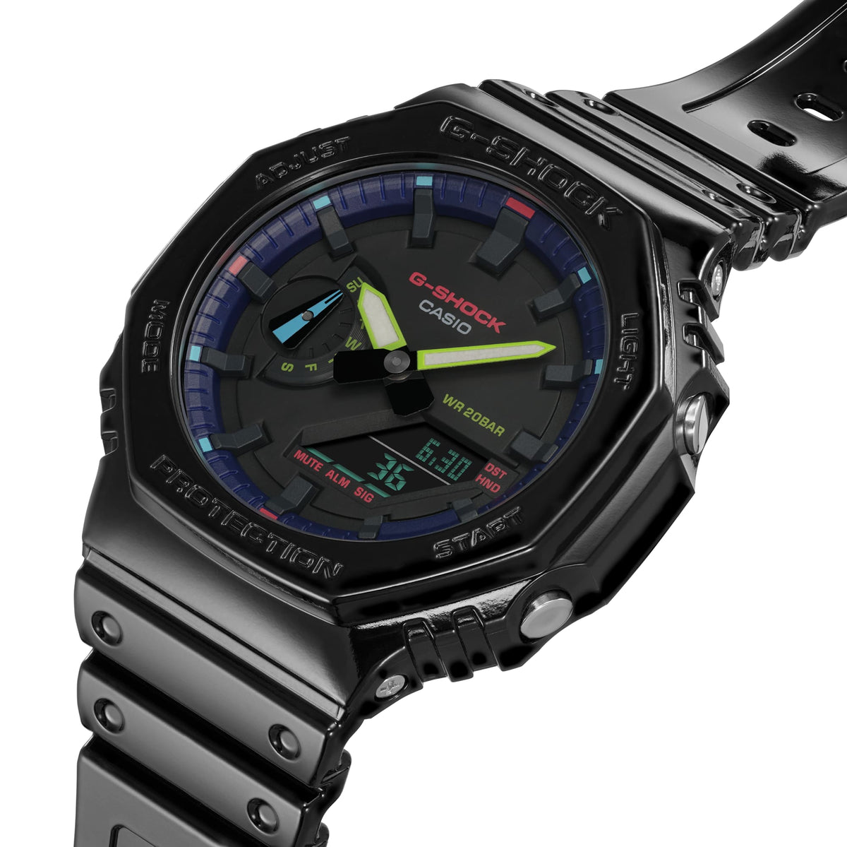 Casio G-Shock GA-2100RGB-1ADR CasiOak Rainbow Watch – Black – detail view