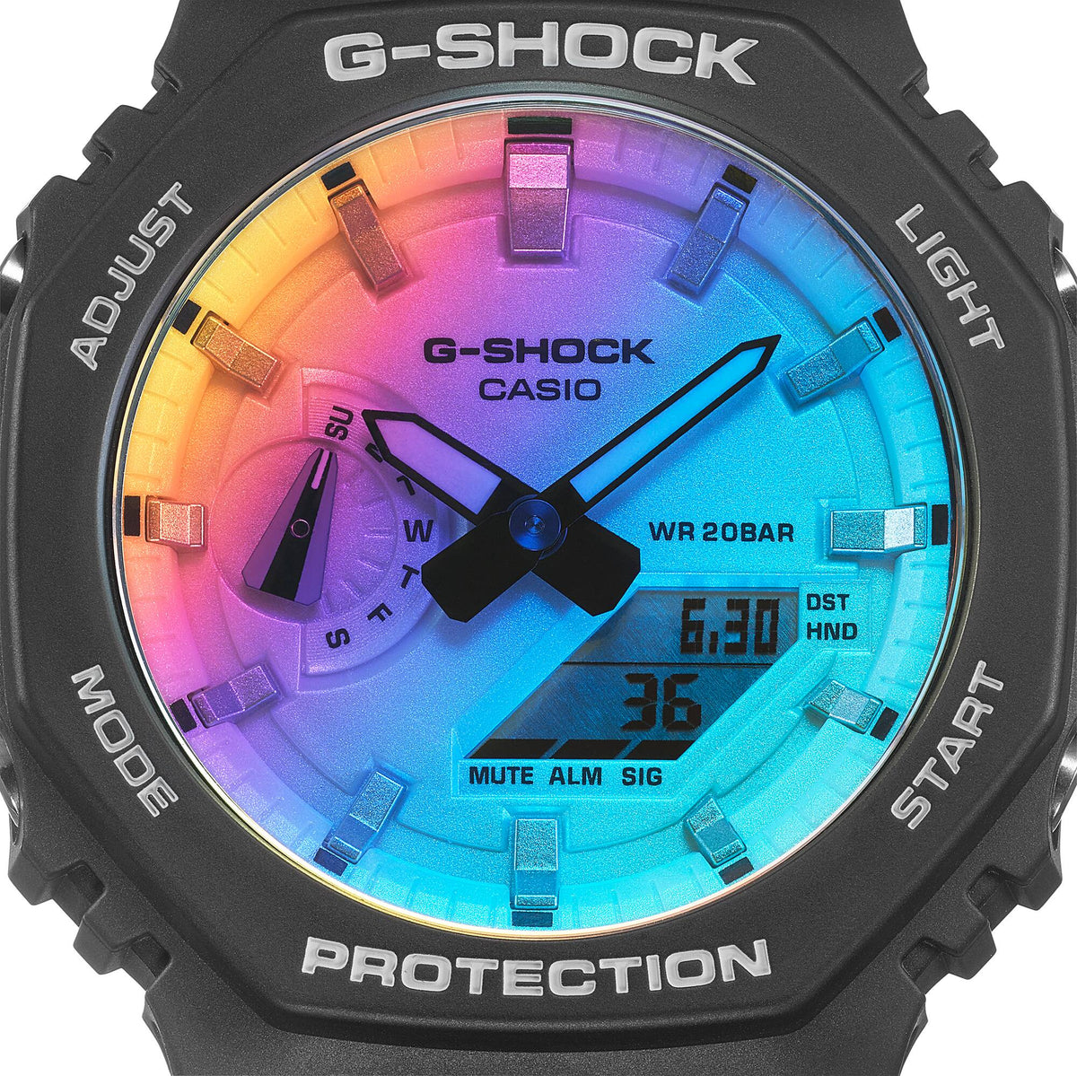 Casio G-Shock GA-2100SR-1ADR CasiOak Semi-Transparent Watch – Red – detail view