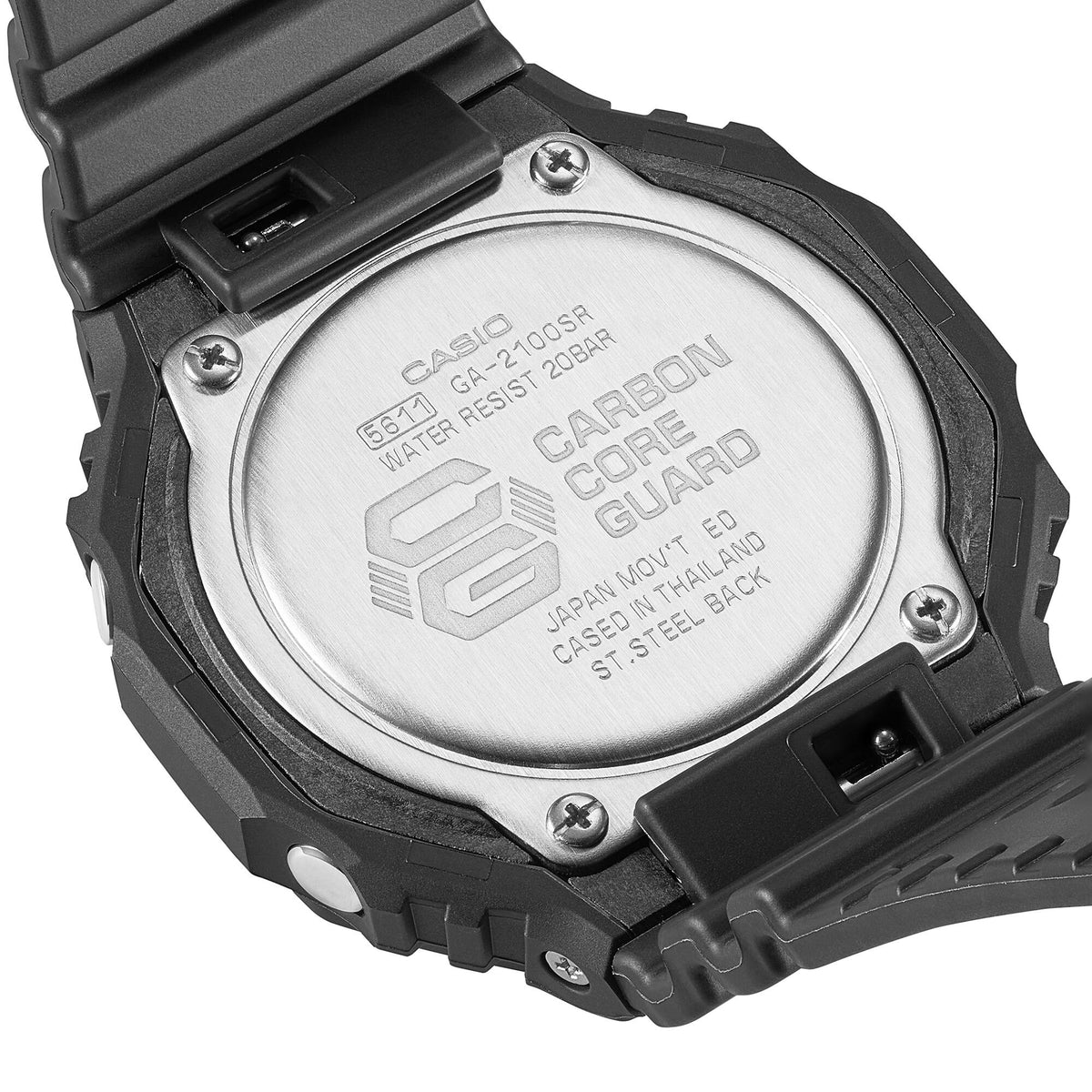 Casio G-Shock GA-2100SR-1ADR CasiOak Semi-Transparent Watch – Red – back view
