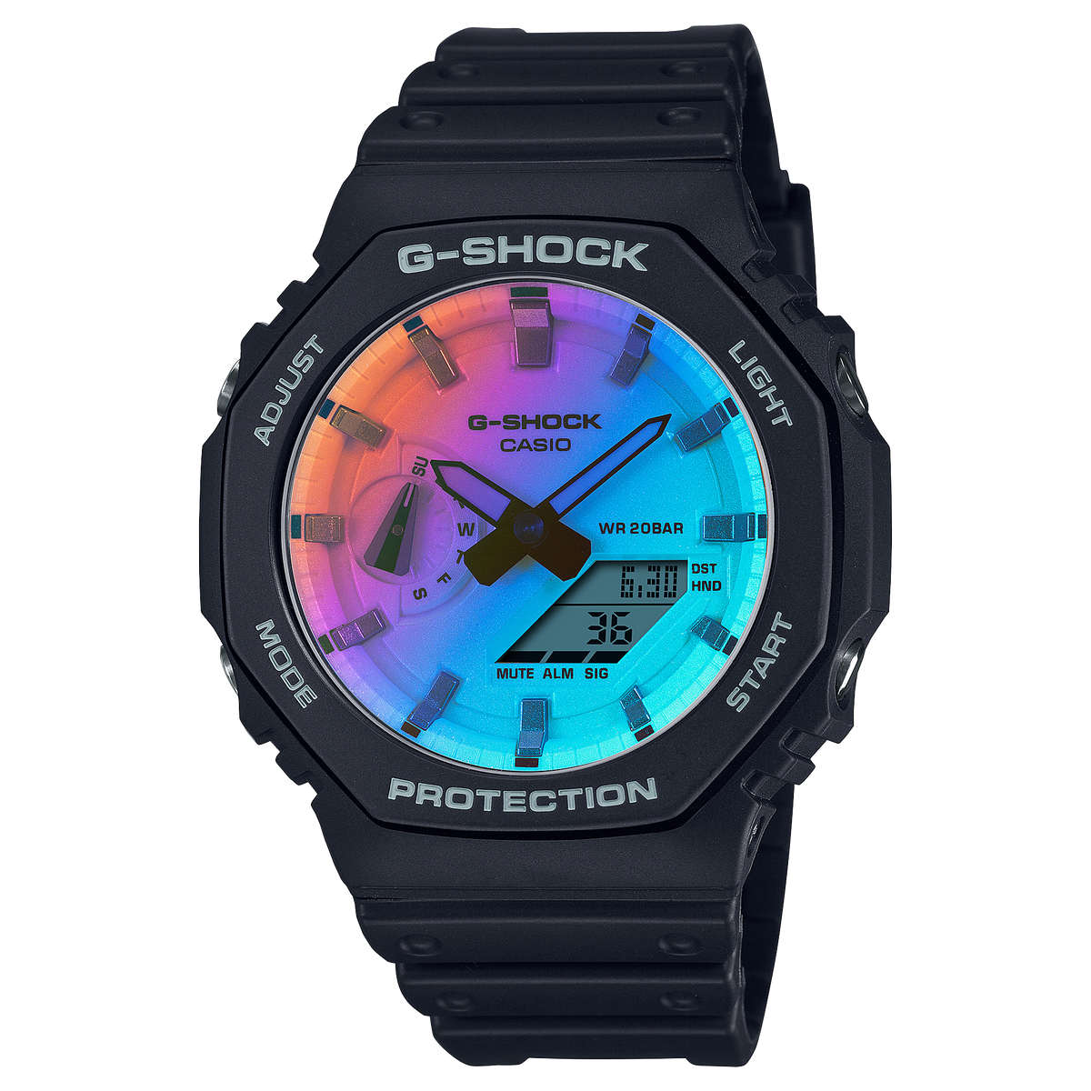Casio G-Shock GA-2100SR-1ADR CasiOak Semi-Transparent Watch – Red – front view