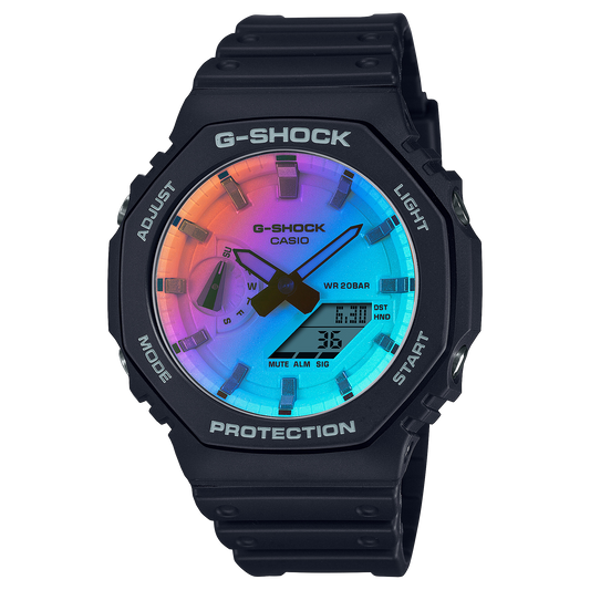 Casio G-Shock GA-2100SR-1ADR CasiOak Semi-Transparent Watch – Red – front view