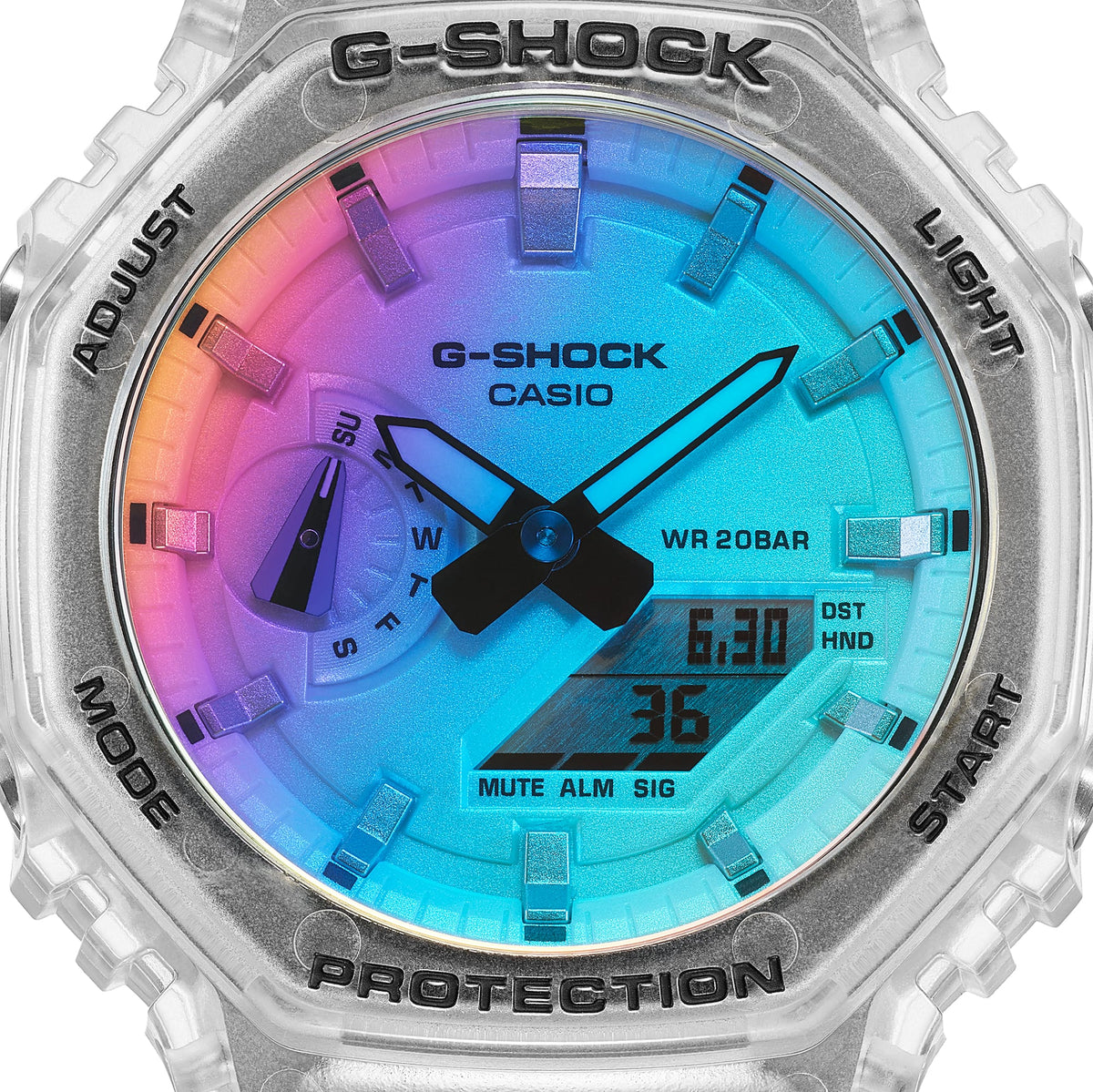 Casio G-Shock GA-2100SRS-7ADR Rainbow Gradation Analog-Digital Watch – cover glass detail