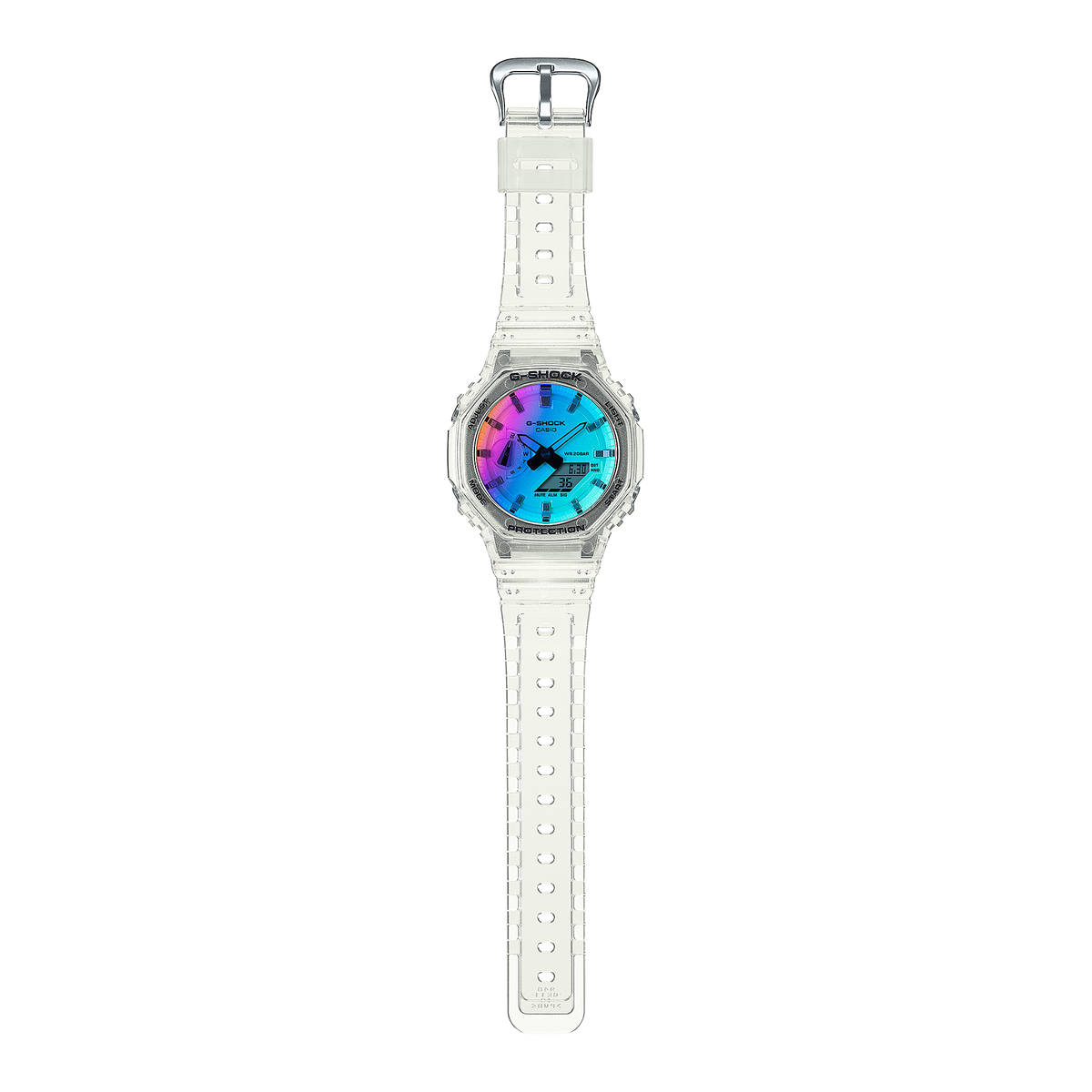 Casio G-Shock GA-2100SRS-7ADR Rainbow Gradation Analog-Digital Watch – angle view