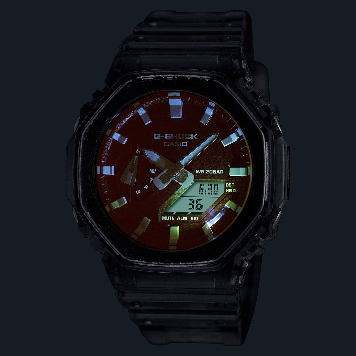 Casio G-Shock GA-2100TLS-8ADR Translucent Analog-Digital Watch – LED light