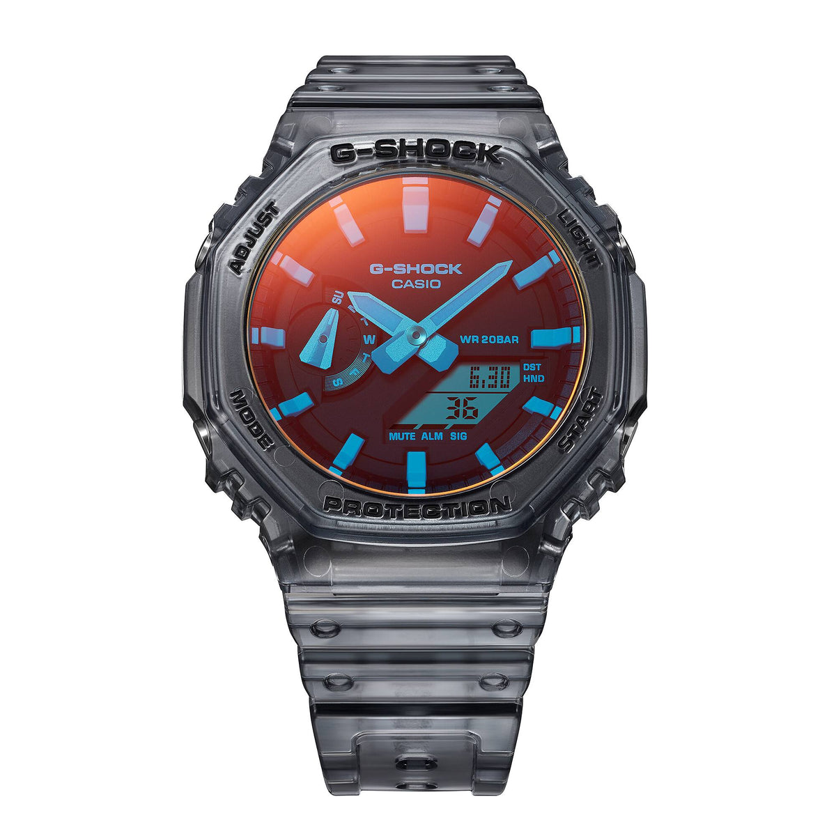 Casio G-Shock GA-2100TLS-8ADR Translucent Analog-Digital Watch – front detail