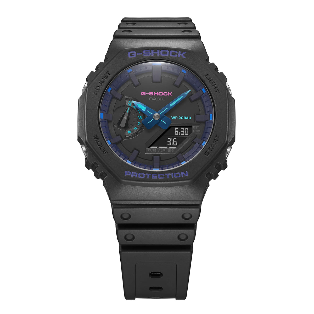Casio G-Shock GA-2100VB-1ADR CasiOak Vibration Alert Watch – Black – angle view