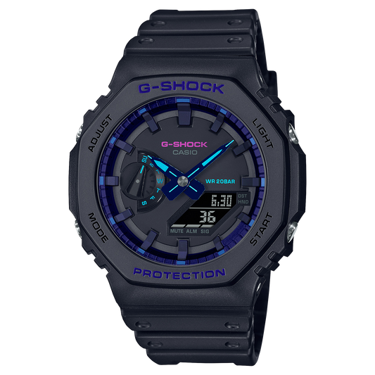 Casio G-Shock GA-2100VB-1ADR CasiOak Vibration Alert Watch – Black – front view