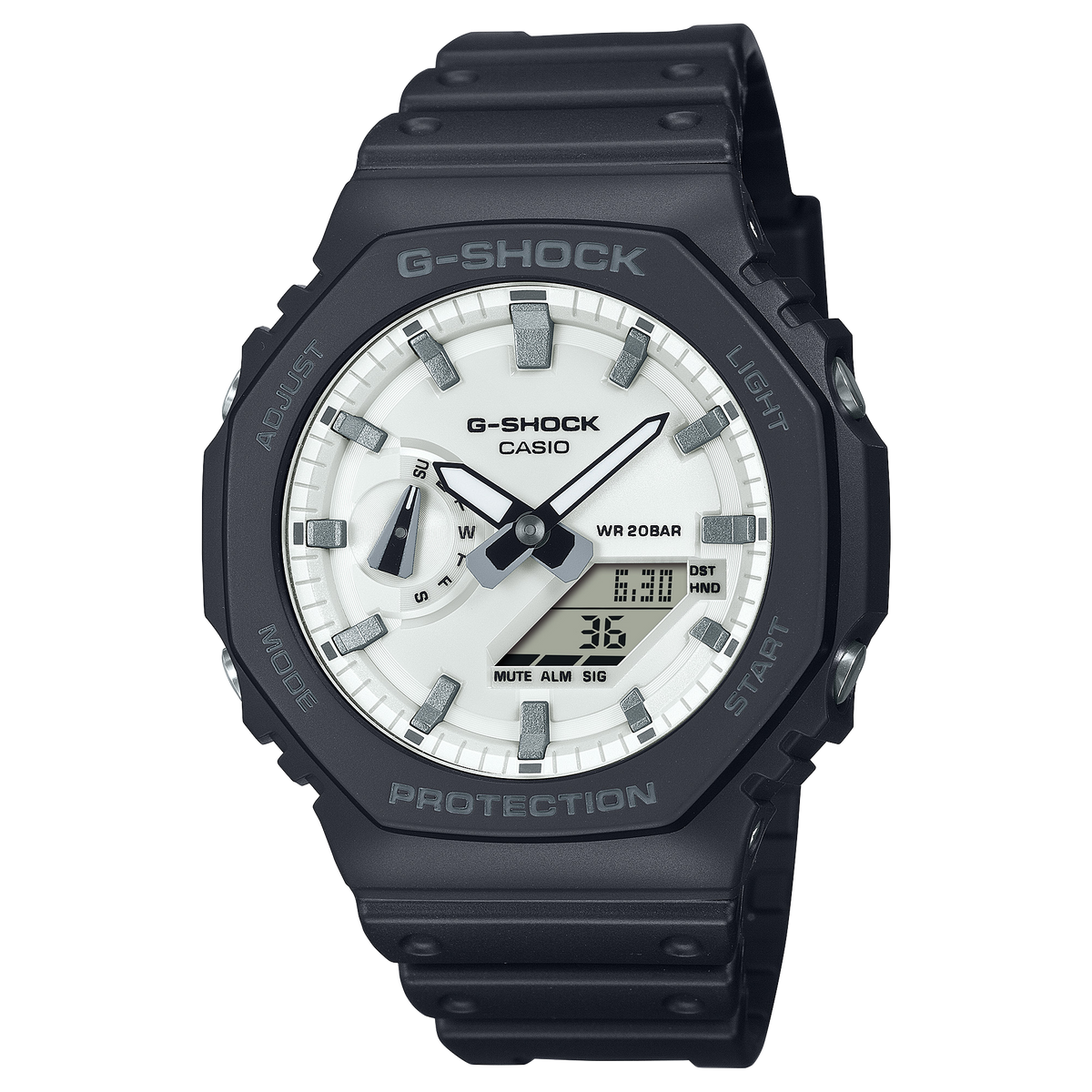 Casio G-Shock GA-2100WD-1A Monochrome Analog-Digital Watch – Black and White product photo