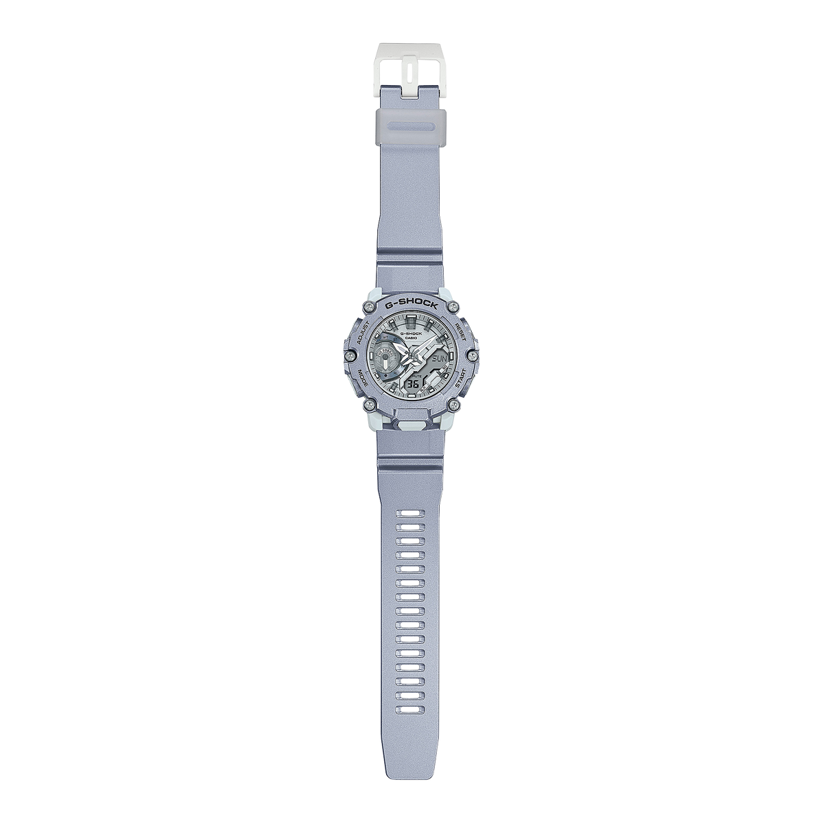 Casio G-Shock GA-2200FF-8ADR Retro-Futuristic Analog-Digital Watch – Metallic Silver – angle view