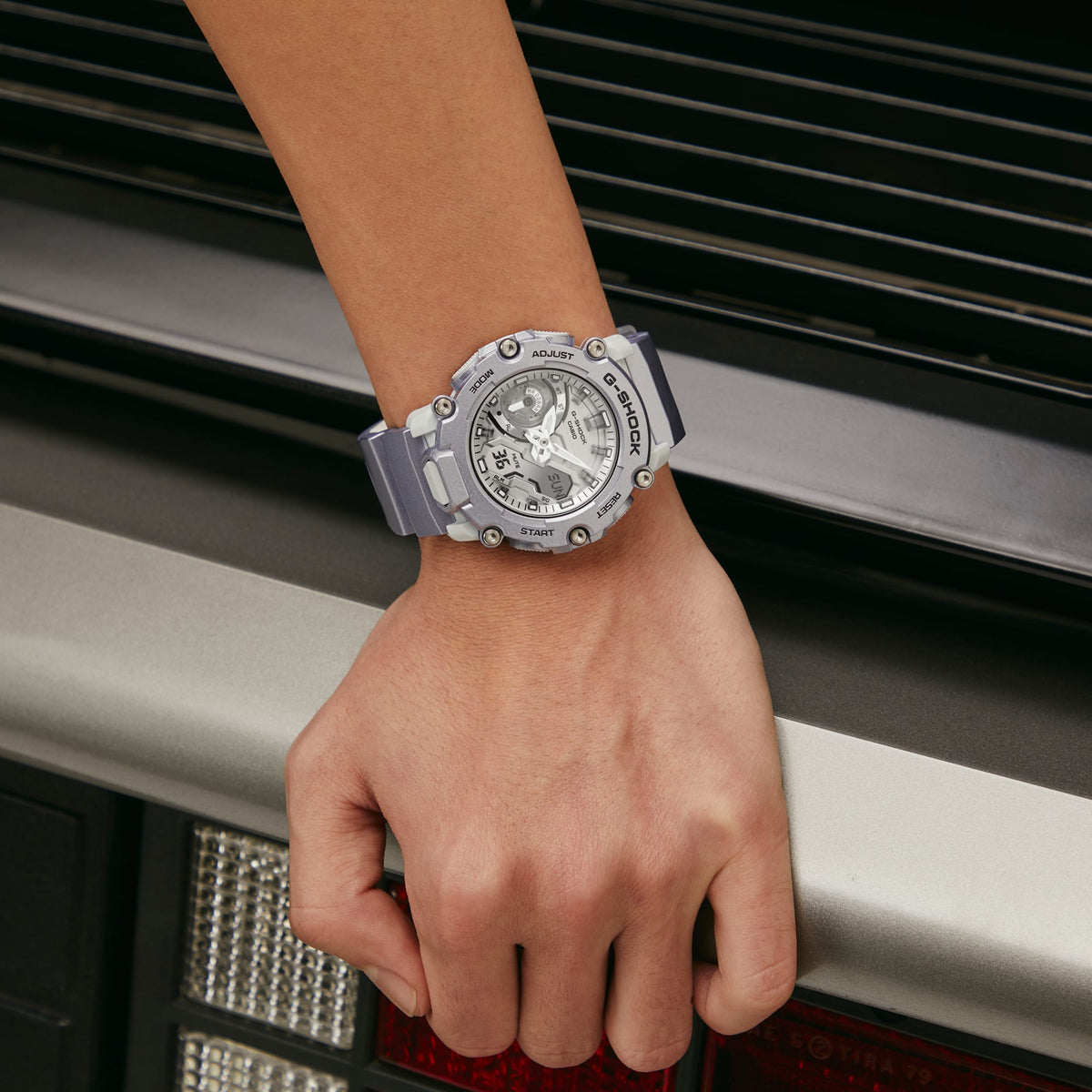 Casio G-Shock GA-2200FF-8ADR Retro-Futuristic Analog-Digital Watch – Metallic Silver – lifestyle
