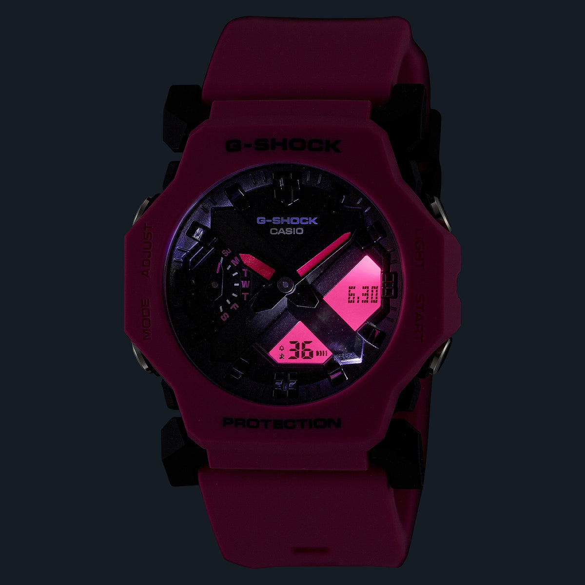 Casio G-Shock GA-2300-4ADR Compact Analog-Digital Watch – Pink – LED light
