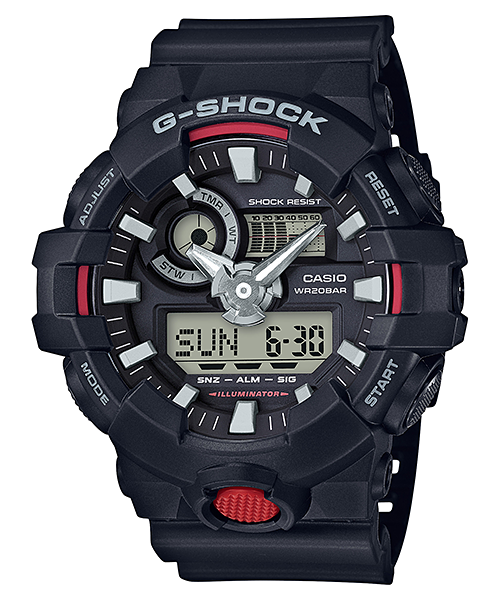 Casio G-Shock GA-700-1A Analog-Digital Sport Watch – Black – front view