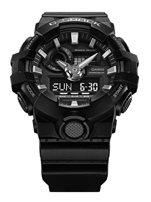 Casio G-Shock GA-700-1A Analog-Digital Sport Watch – Black – angle view