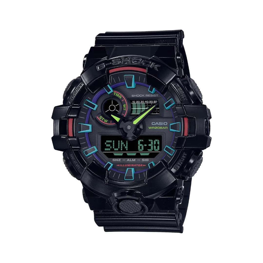 Casio G-Shock GA-700RGB-1ADR Analog-Digital Rainbow Sport Watch – Black