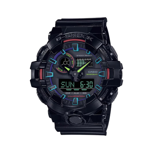 Casio G-Shock GA-700RGB-1ADR Analog-Digital Rainbow Sport Watch – Black
