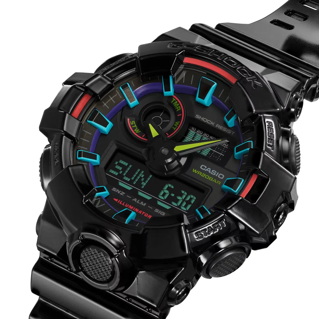Casio G-Shock GA-700RGB-1ADR Analog-Digital Rainbow Sport Watch – Black