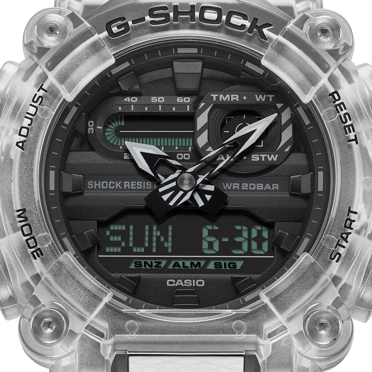 Casio G-Shock GA-900SKL-7ADR Sound Wave Analog-Digital Watch – detail view
