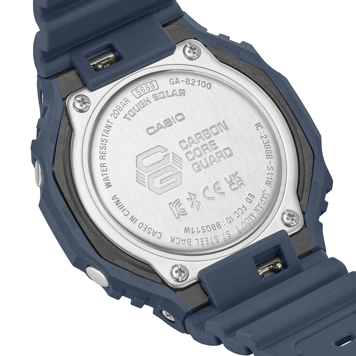 Casio G-Shock GA-B2100-2A CasiOak Bluetooth Solar Watch – Blue – back view