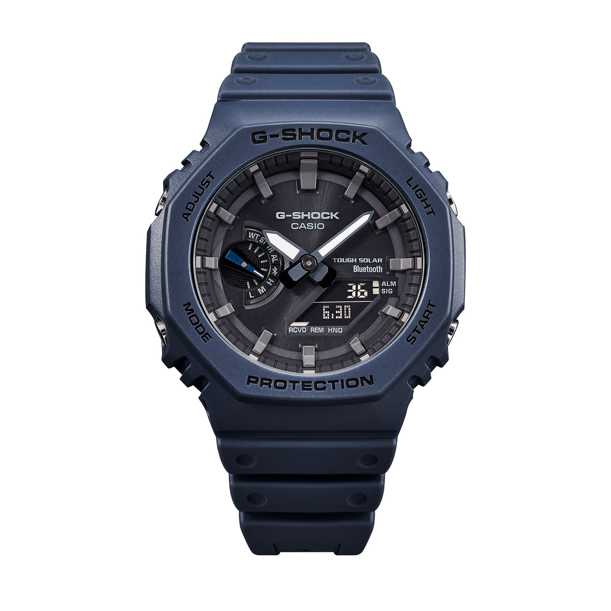 Casio G-Shock GA-B2100-2A CasiOak Bluetooth Solar Watch – Blue – close-up