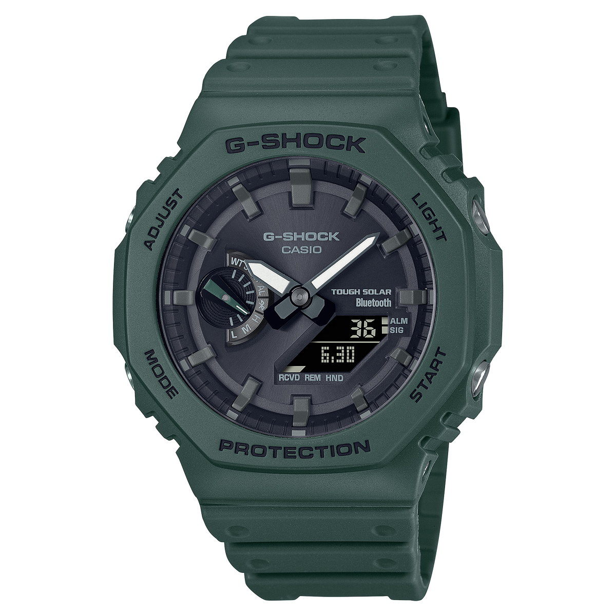 Casio G-Shock GA-B2100-3A CasiOak Bluetooth Solar Watch – Olive Green – front view