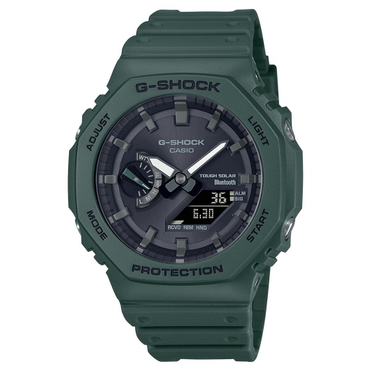Casio G-Shock GA-B2100-3A CasiOak Bluetooth Solar Watch – Olive Green – front view
