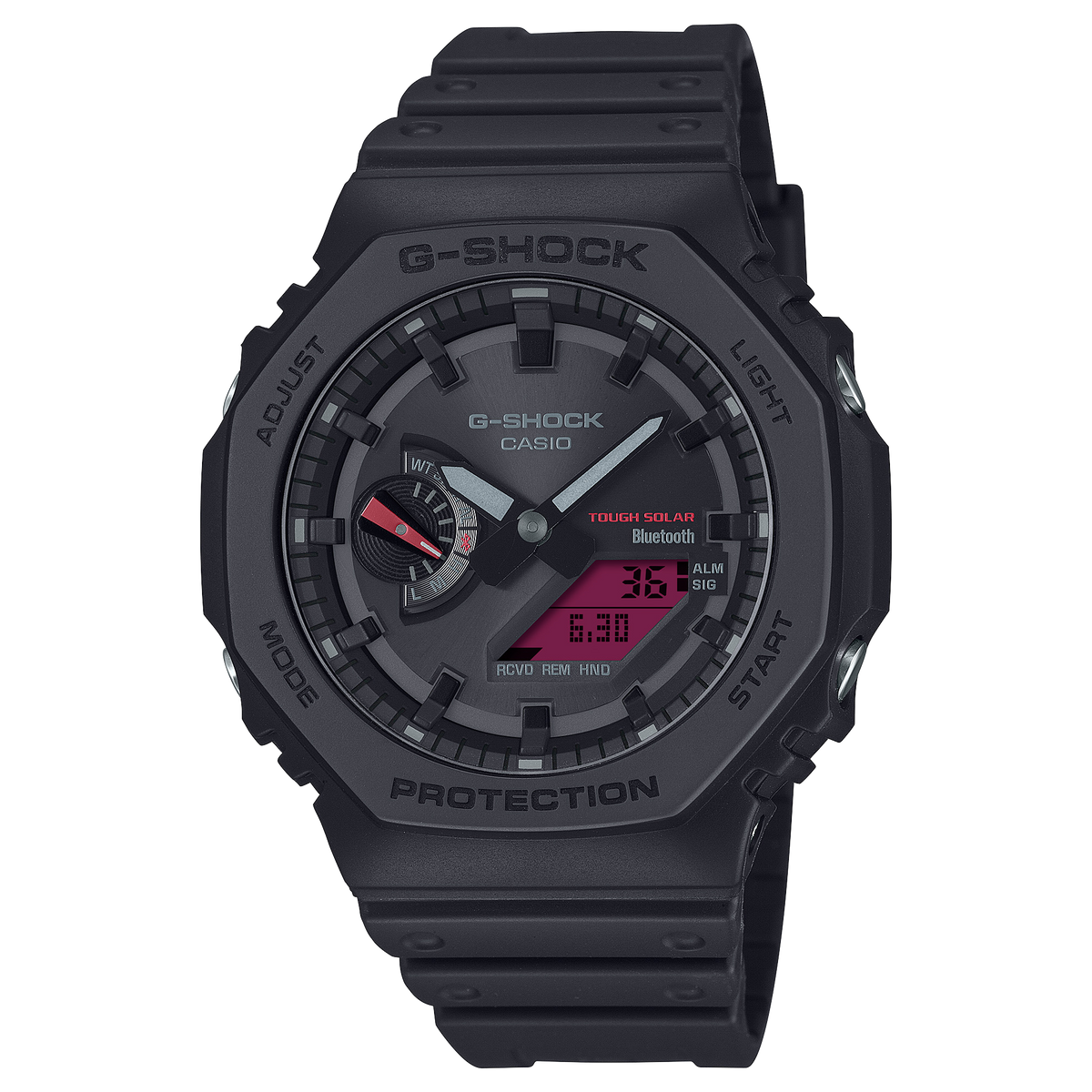 Casio G-Shock GA-B2100BBR-1ADR CasiOak Bluetooth Solar Watch – Black – front view