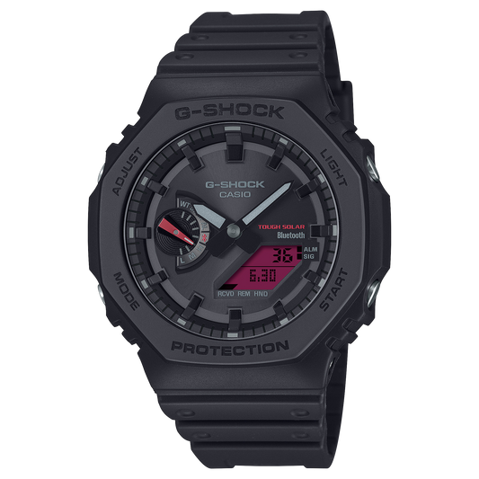 Casio G-Shock GA-B2100BBR-1ADR CasiOak Bluetooth Solar Watch – Black – front view