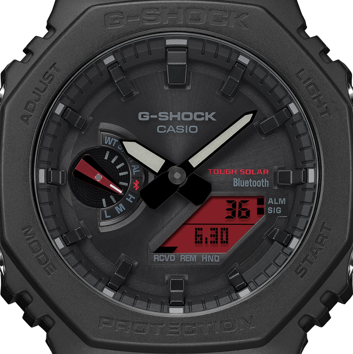 Casio G-Shock GA-B2100BBR-1ADR CasiOak Bluetooth Solar Watch – Black – side view