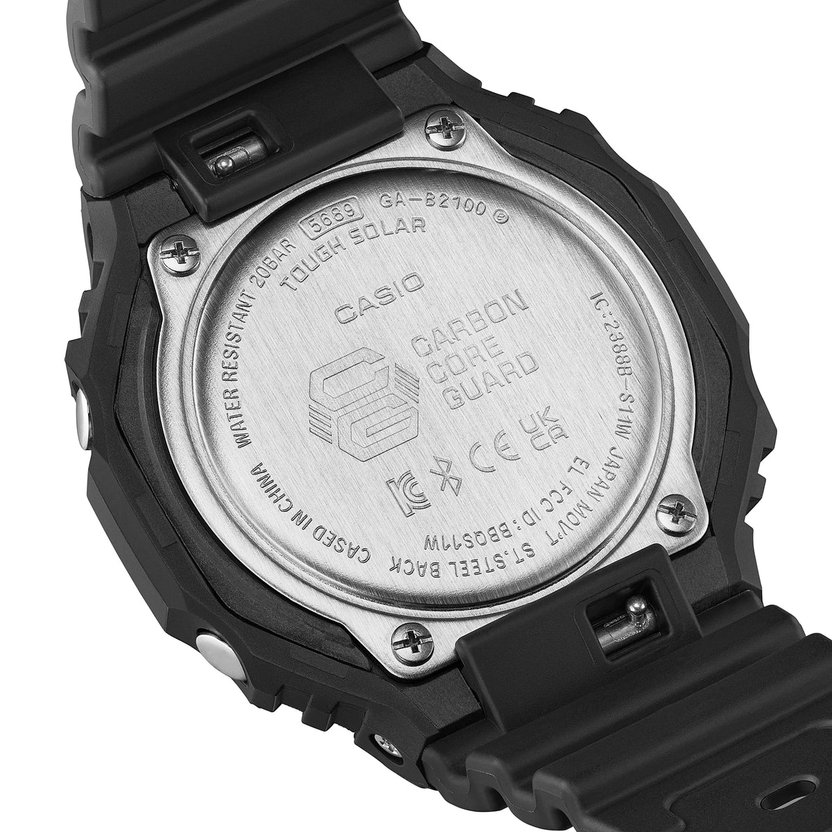Casio G-Shock GA-B2100BBR-1ADR CasiOak Bluetooth Solar Watch – Black – back view