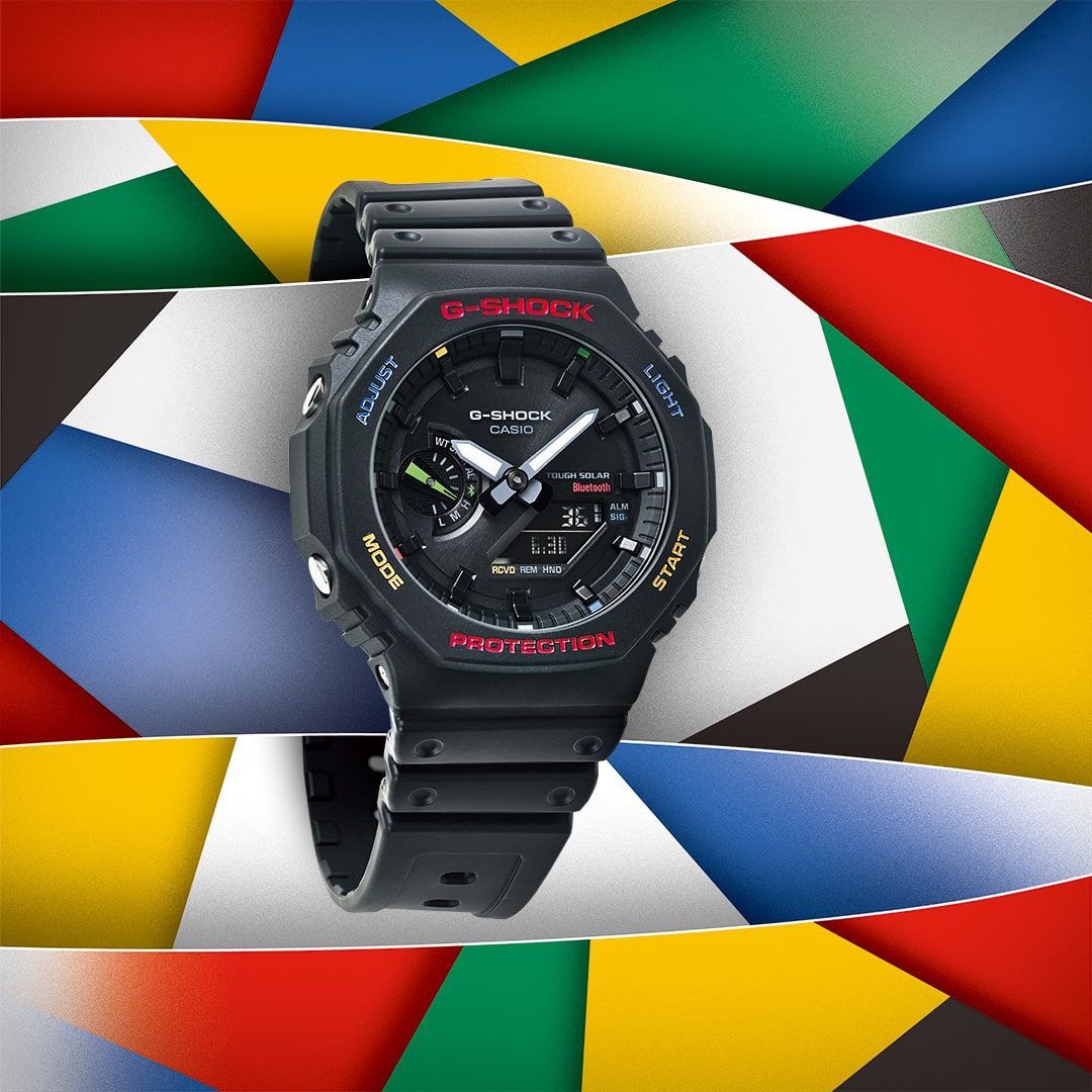 Casio G-Shock GA-B2100FC-1ADR CasiOak Bluetooth Solar Watch – Full Colour – angle view